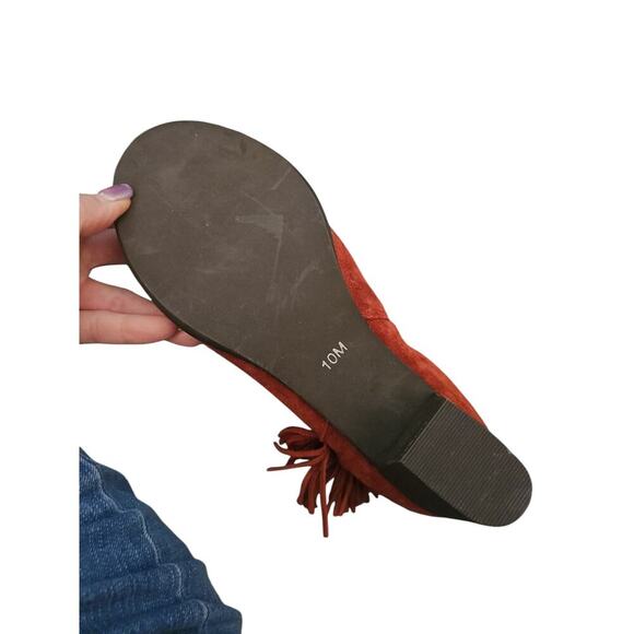 MATISSE CLOEY SUEDE LEATHER FRINGE DETAILED SIDE ZIP ANKLE BOOTS sz 10 rust new - Picture 5 of 5